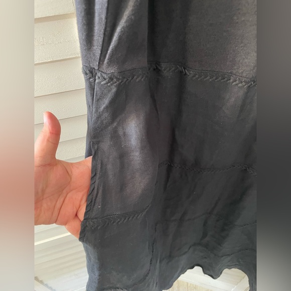 🚨FINAL SALE🚨 J. Jill Black Linen Mixed Media Tiered Midi Dress - Picture 4 of 5